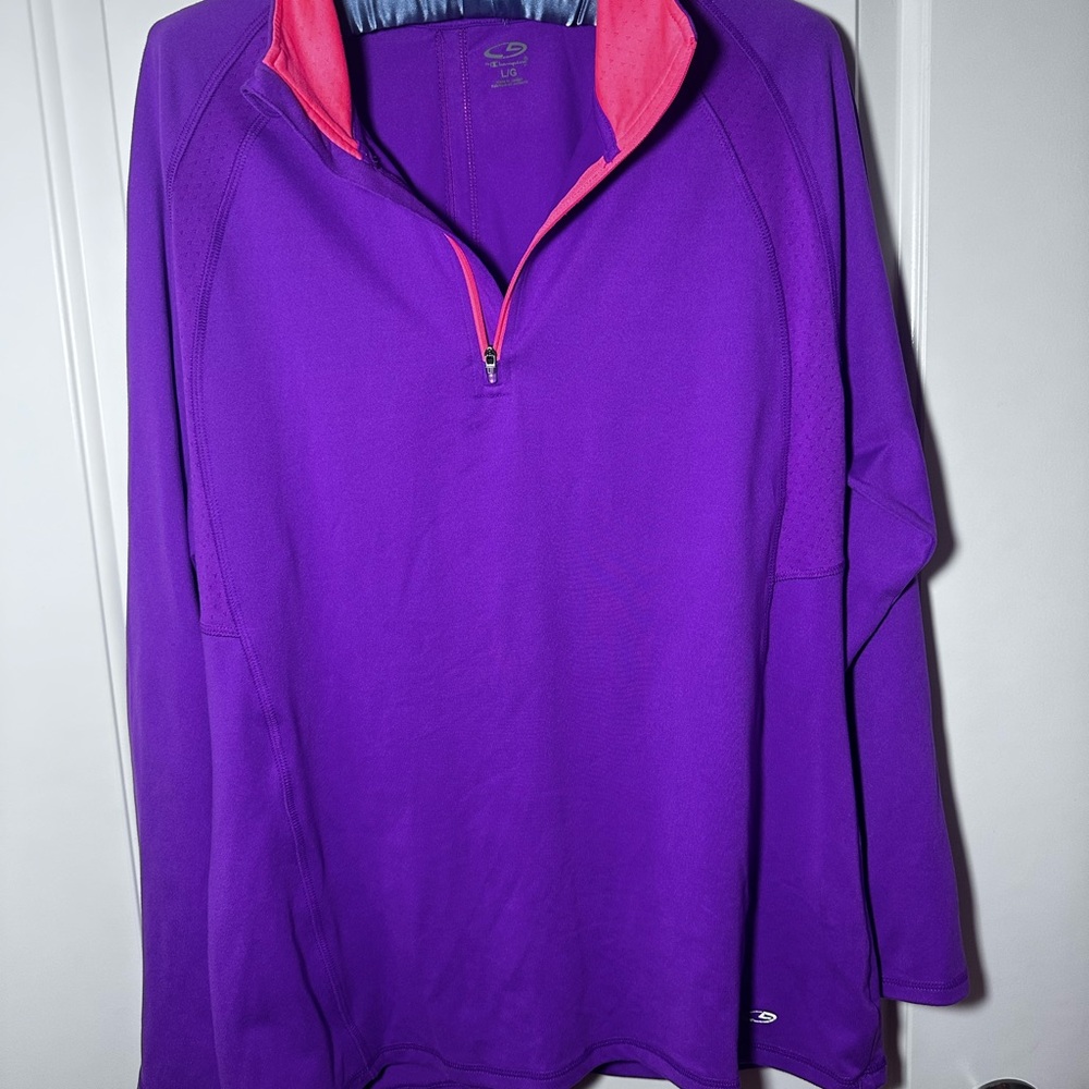 Champion C9 Purple Quarter Zip Athletic Pullover Lightweight Running Top LG - Picture 8 of 11